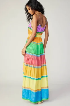 Current Air Maxi Dresses | Midi Dresses-Multicolored Pleated Cami Dress RAINBOW