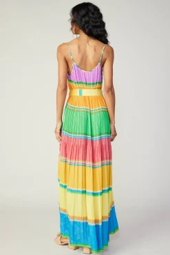 Current Air Maxi Dresses | Midi Dresses-Multicolored Pleated Cami Dress RAINBOW