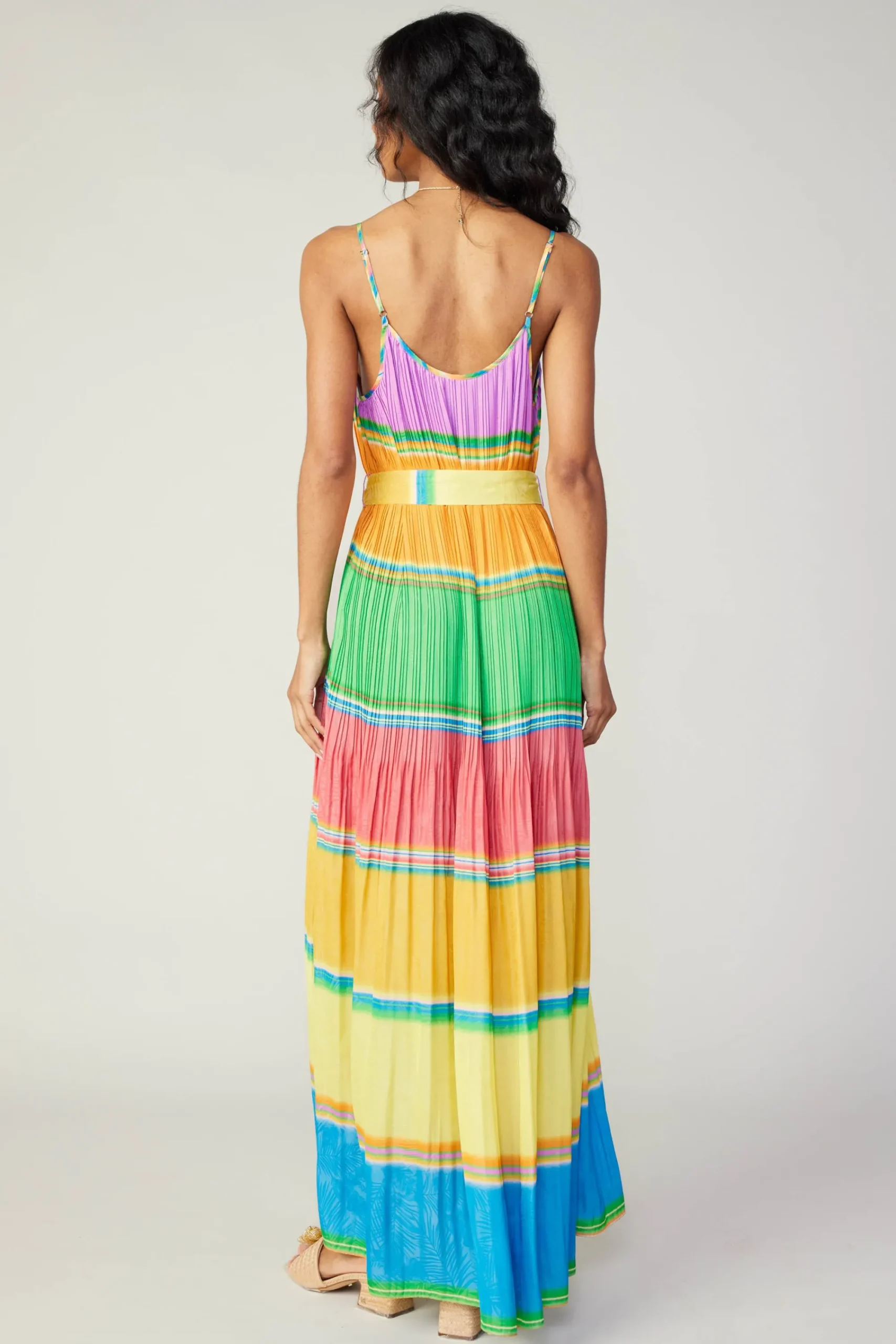 Current Air Maxi Dresses | Midi Dresses-Multicolored Pleated Cami Dress RAINBOW