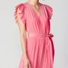 Current Air Midi Dresses-Natalia Flutter Sleeve Dress BRINKPINK