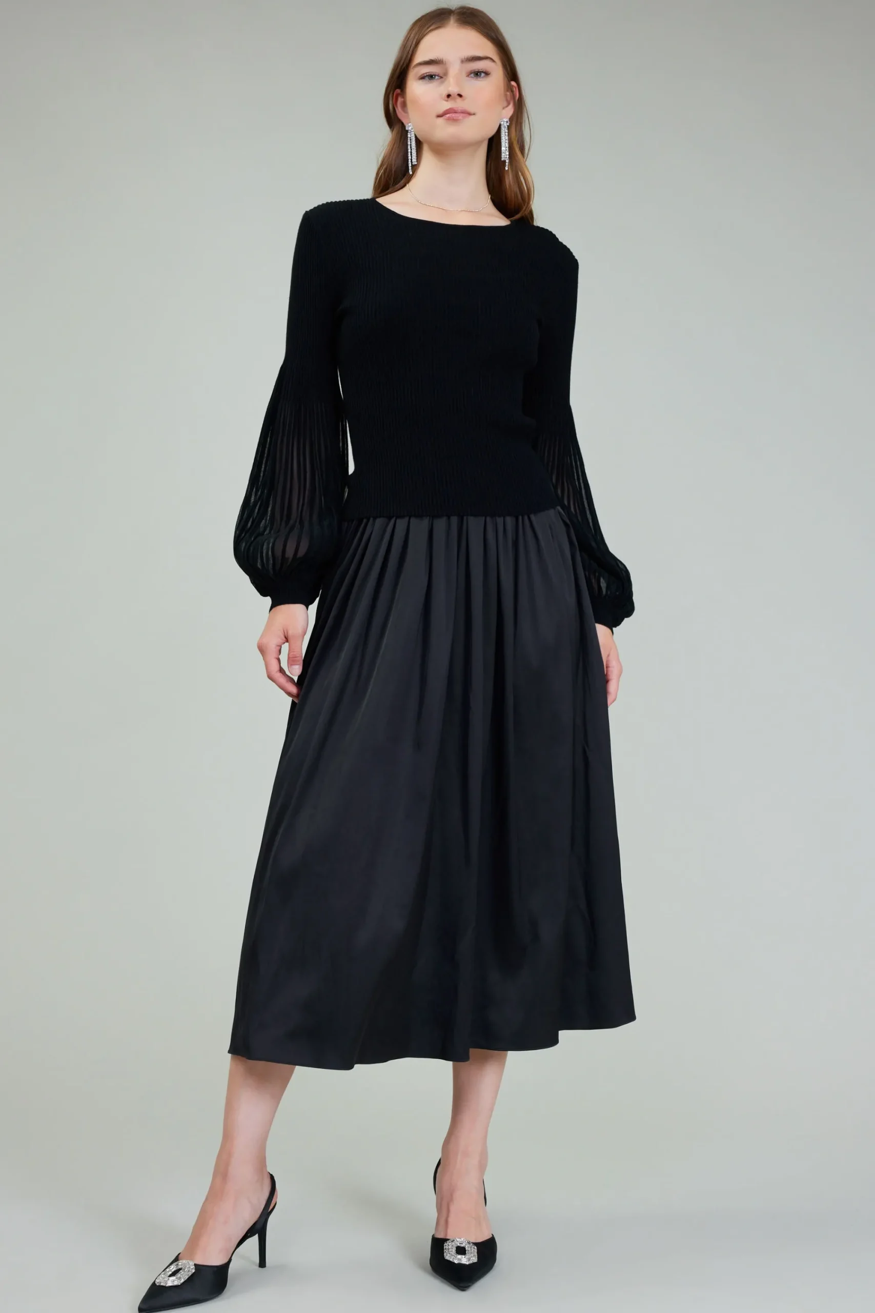 Current Air Knitwear-Nava Sweater Dress Set BLACK