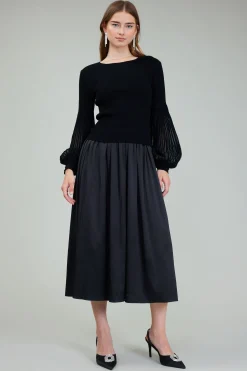 Current Air Knitwear-Nava Sweater Dress Set BLACK