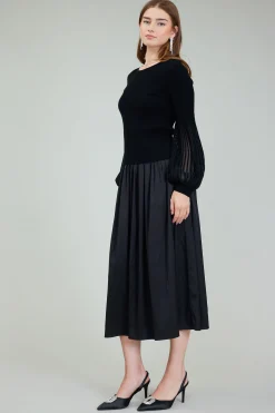 Current Air Knitwear-Nava Sweater Dress Set BLACK