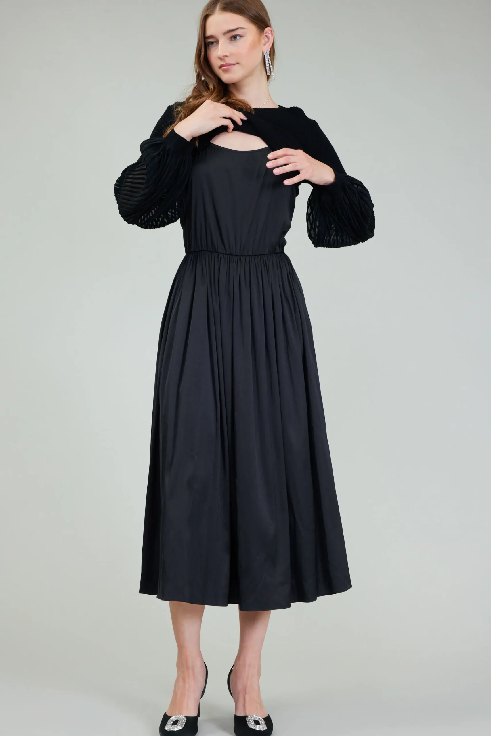 Current Air Knitwear-Nava Sweater Dress Set BLACK