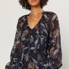 Current Air Long Sleeve Tops-Navy Floral Long Sleeve Top FLORALNAVY