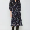 Current Air Midi Dresses-Navy Floral Midi Dress FLORALNAVY