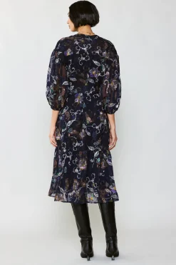 Current Air Midi Dresses-Navy Floral Midi Dress FLORALNAVY
