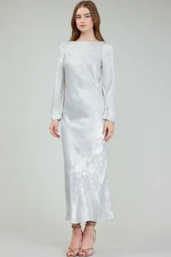 Current Air Maxi Dresses | Midi Dresses-Opalescent Textured Maxi Dress OYSTER