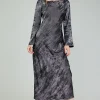 Current Air Maxi Dresses | Midi Dresses-Opalescent Textured Maxi Dress PLUMGUNMETAL