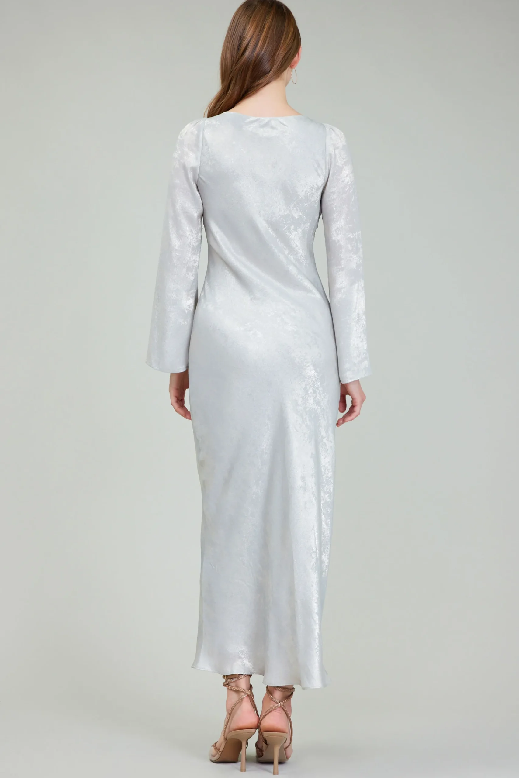 Current Air Maxi Dresses | Midi Dresses-Opalescent Textured Maxi Dress OYSTER