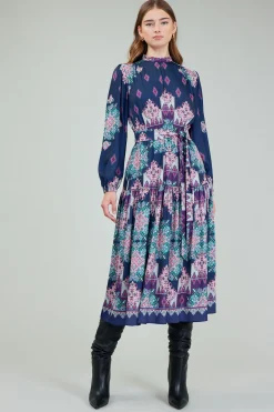 Current Air Midi Dresses-Ornate Border Printed Midi Dress MLT