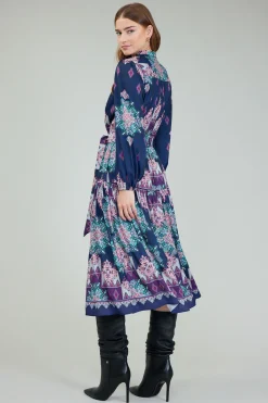 Current Air Midi Dresses-Ornate Border Printed Midi Dress MLT