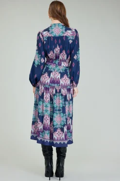 Current Air Midi Dresses-Ornate Border Printed Midi Dress MLT