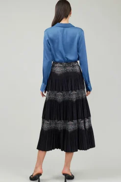 Current Air Skirts-Ornate Motif Midi Skirt BLACKTAUPEMLT