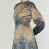 Current Air Mini Dresses-Ornate Motif Mini Dress TAUPEBLUEMLT