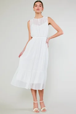Current Air Midi Dresses-Overlayed Midi Dress WHITE