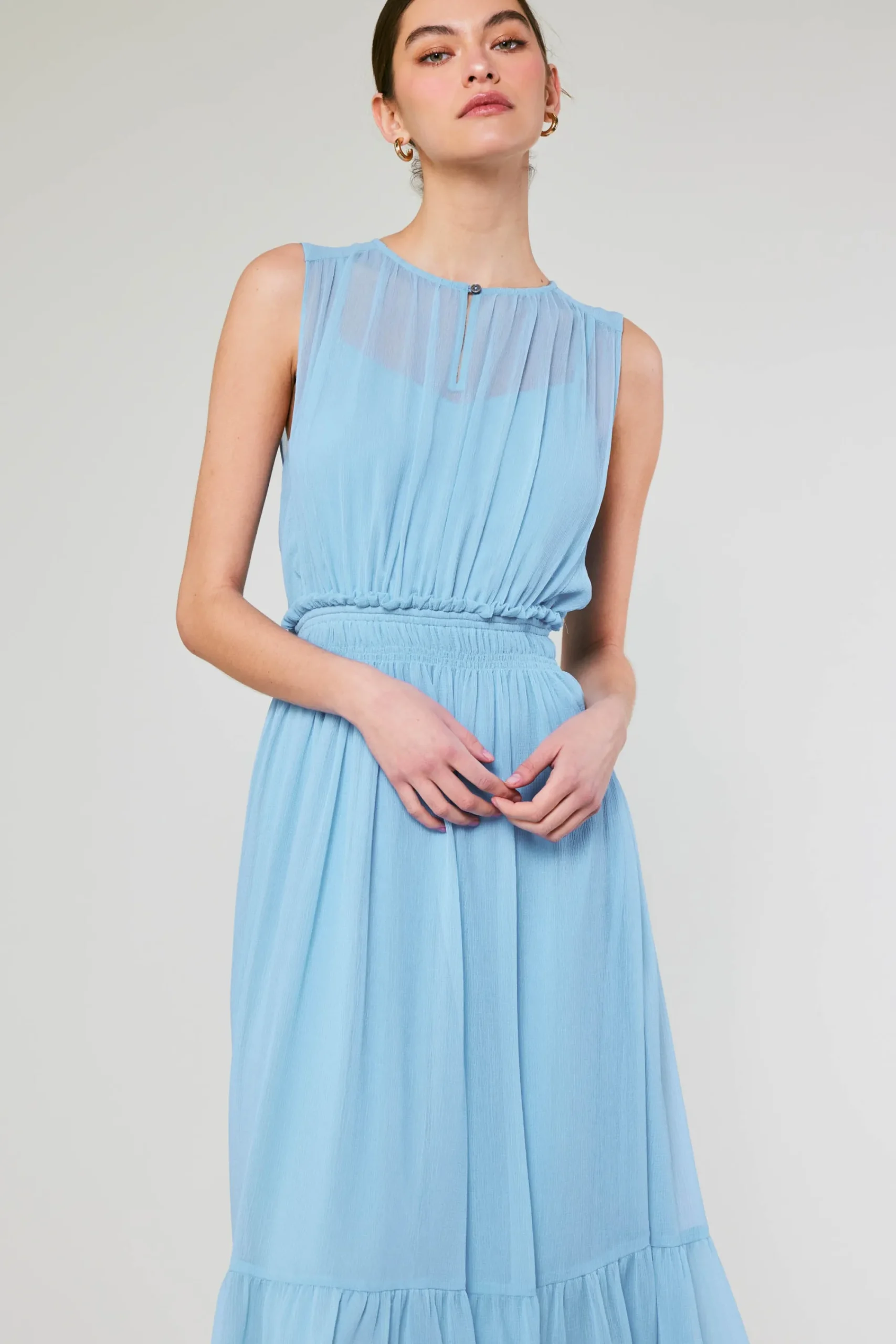 Current Air Midi Dresses-Overlayed Midi Dress PASTELBLUE