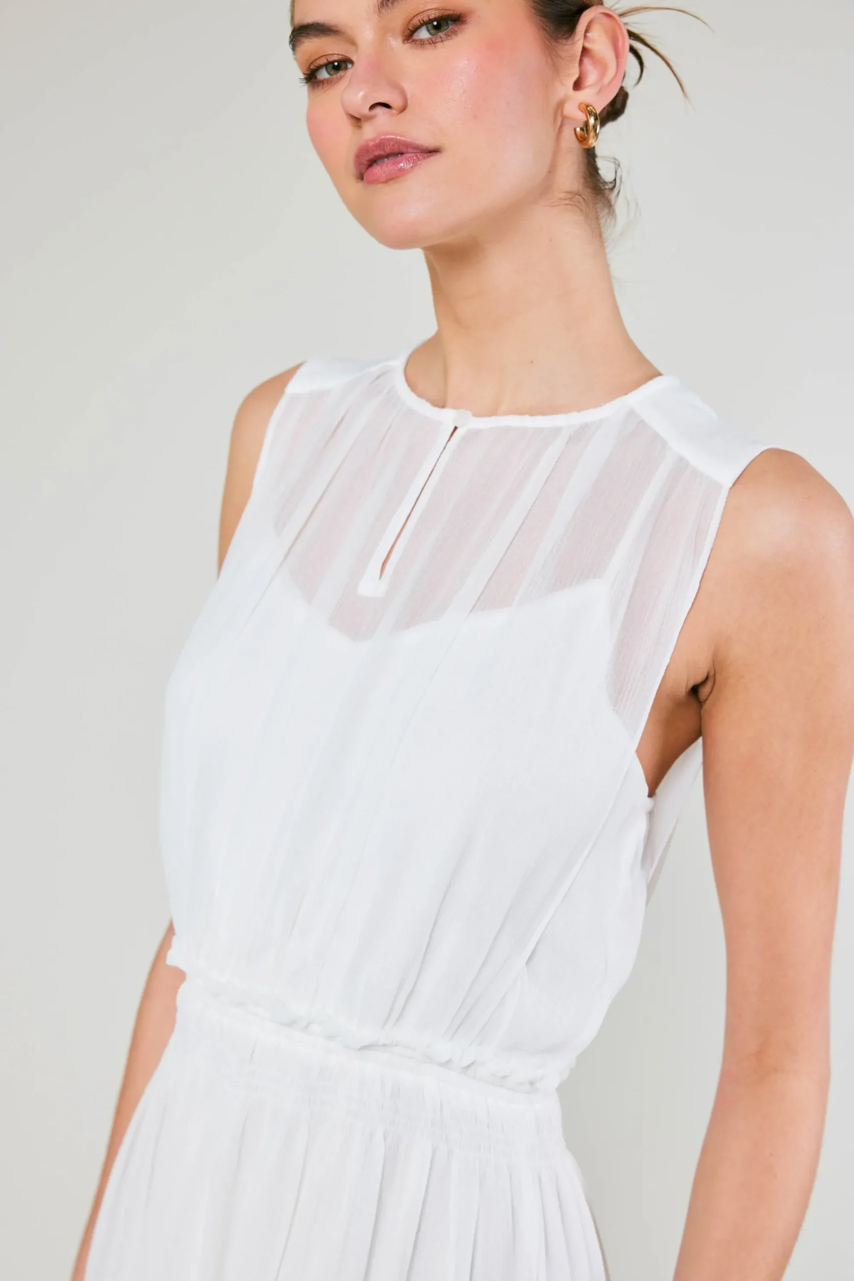 Current Air Midi Dresses-Overlayed Midi Dress WHITE