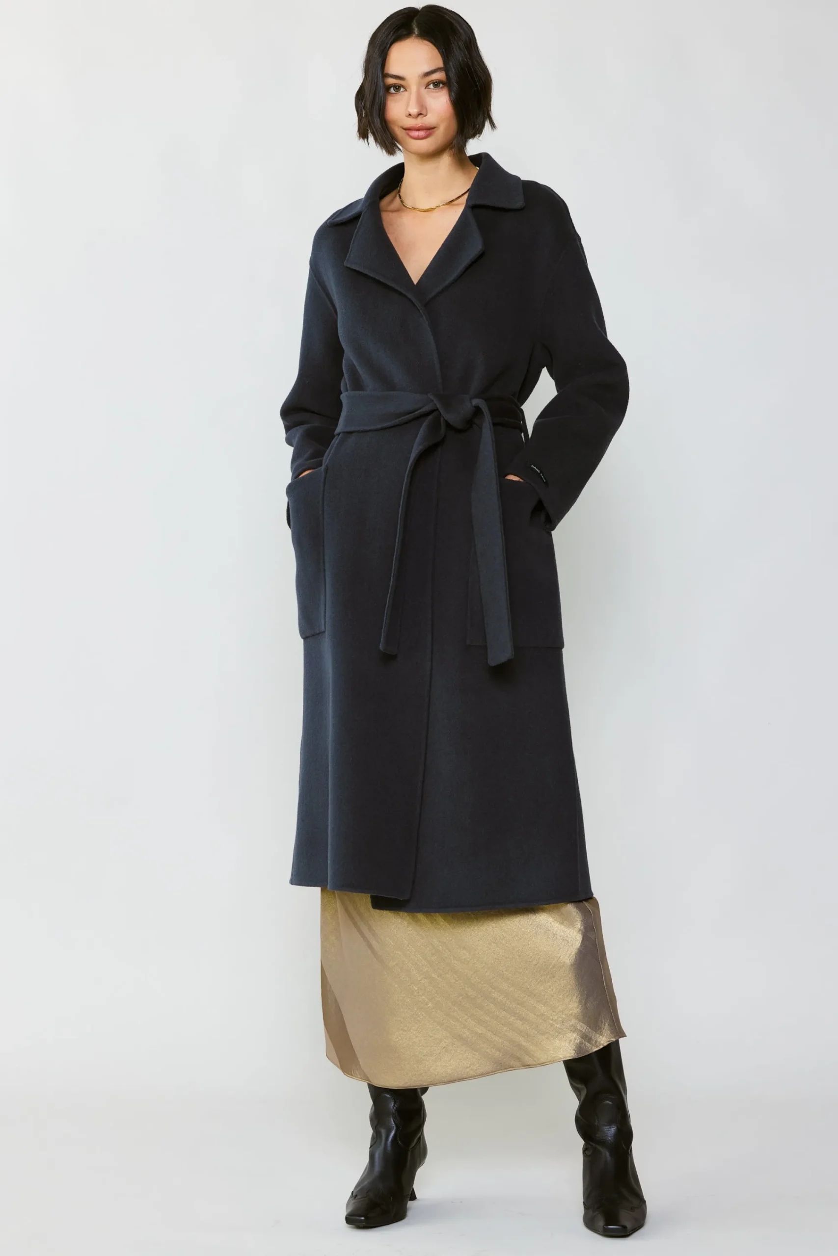 Current Air Coats & Jackets-Oversized Belted Wool Coat CHARCOAL
