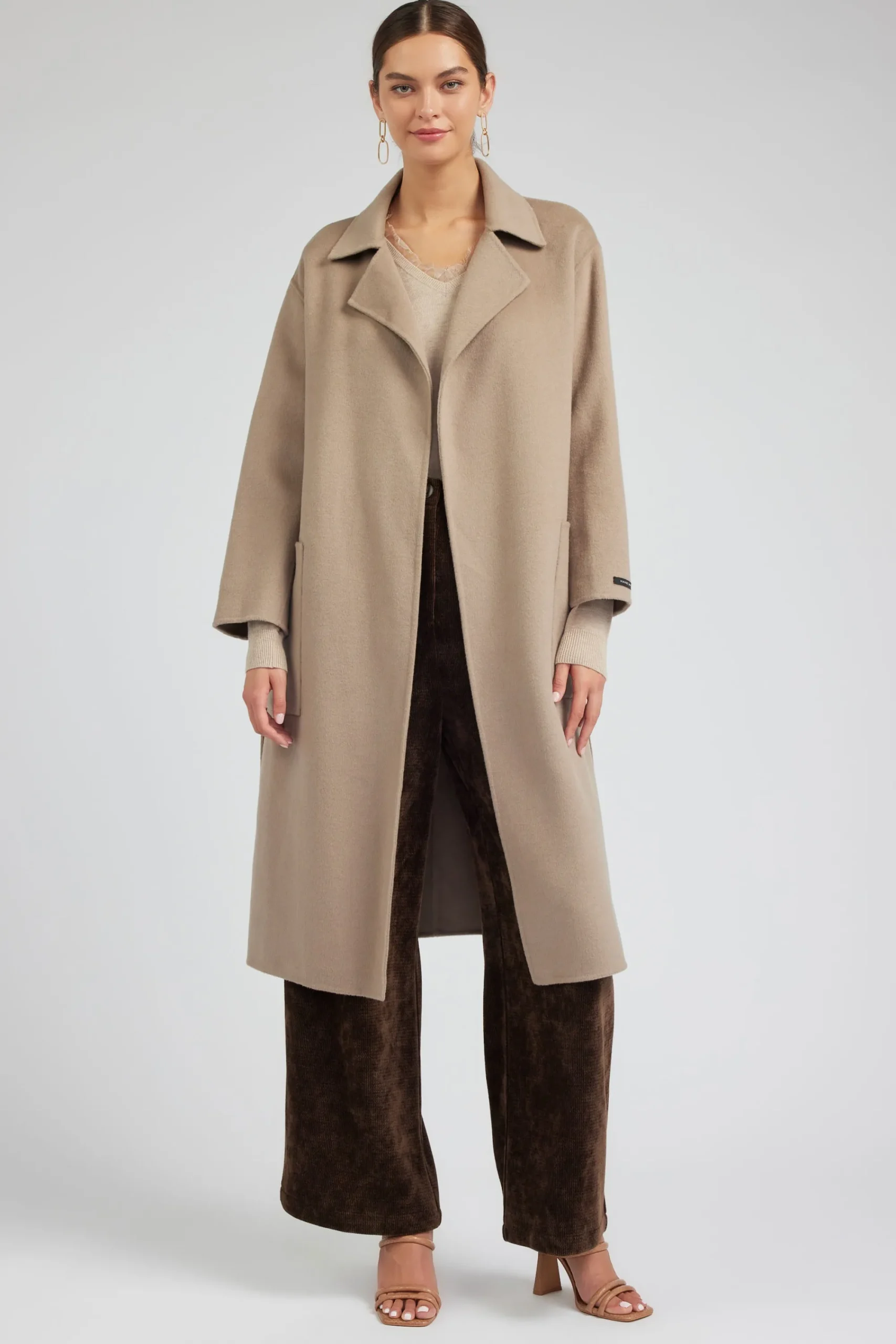 Current Air Coats & Jackets-Oversized Belted Wool Coat LATTE