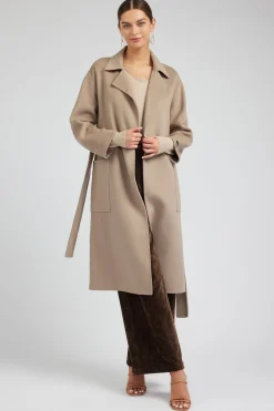 Current Air Coats & Jackets-Oversized Belted Wool Coat LATTE