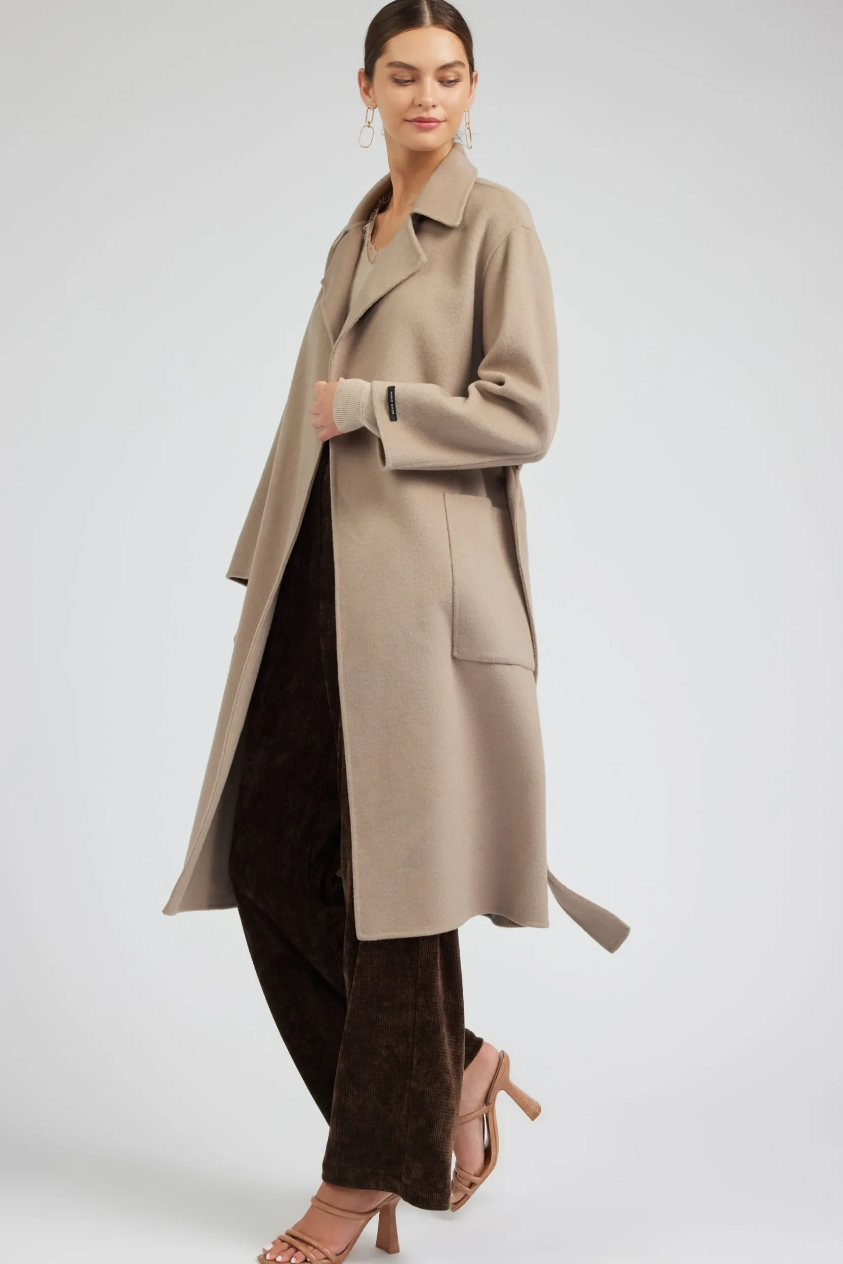 Current Air Coats & Jackets-Oversized Belted Wool Coat LATTE