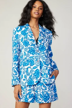 Current Air Coats & Jackets-Painterly Floral Jacket BLUEMLT