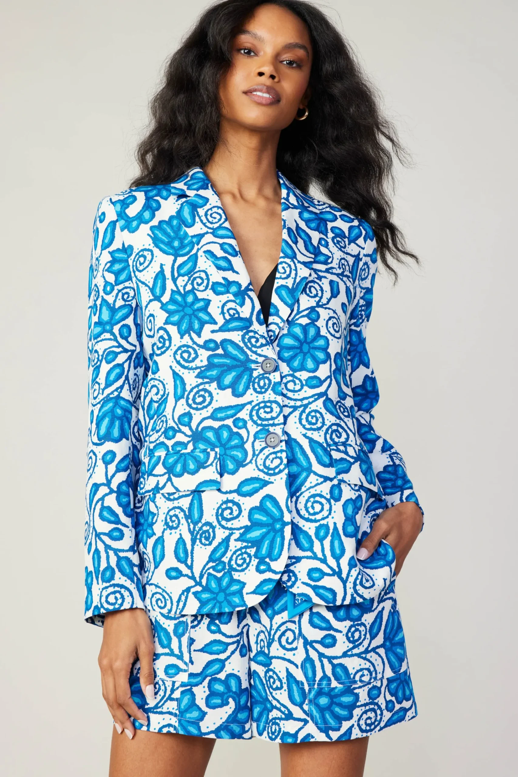 Current Air Coats & Jackets-Painterly Floral Jacket BLUEMLT