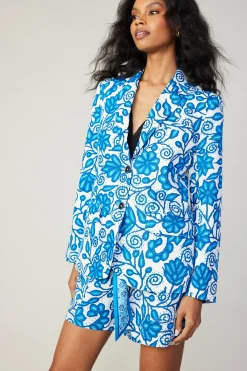 Current Air Coats & Jackets-Painterly Floral Jacket BLUEMLT