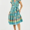 Current Air Midi Dresses-Paisley Border Print Midi Dress BLUEORANGE