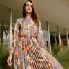 Current Air Maxi Dresses-Paisley Pleated Maxi Dress ORANGEPAISLEY