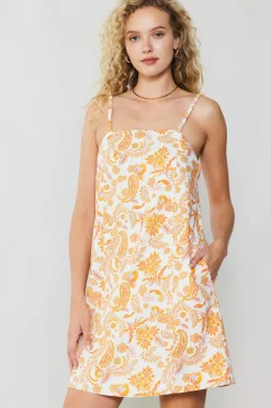 Current Air Mini Dresses-Paisley Printed Mini Dress ORANGEMULTI