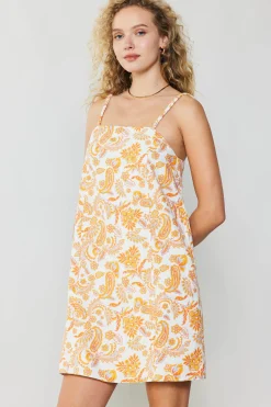 Current Air Mini Dresses-Paisley Printed Mini Dress ORANGEMULTI