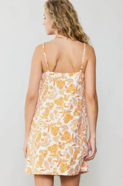 Current Air Mini Dresses-Paisley Printed Mini Dress ORANGEMULTI