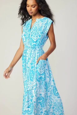 Current Air Midi Dresses-Paisley Printed Sleeveless Dress BLUEMLT