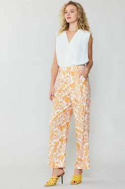 Current Air Pants-Paisley Printed Wide Pants ORANGEMULTI