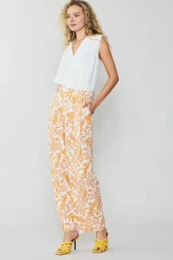 Current Air Pants-Paisley Printed Wide Pants ORANGEMULTI