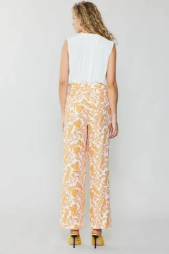 Current Air Pants-Paisley Printed Wide Pants ORANGEMULTI