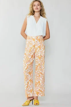 Current Air Pants-Paisley Printed Wide Pants ORANGEMULTI