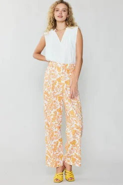 Current Air Pants-Paisley Printed Wide Pants ORANGEMULTI