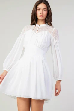 Current Air Mini Dresses-Palermo Lace Collared Mini Dress WHITE