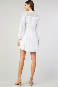 Current Air Mini Dresses-Palermo Lace Collared Mini Dress WHITE