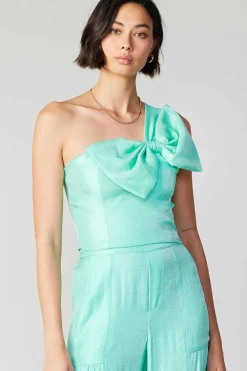Current Air Sleeveless Tops-Pastel Bowtie Top MINT
