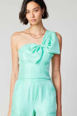 Current Air Sleeveless Tops-Pastel Bowtie Top MINT