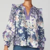 Current Air Long Sleeve Tops-Peacock Floral Blouse NAVYMULTI