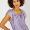 Current Air Sleeveless Tops | Short Sleeve Tops-Peekaboo Flutter Sleeve Top LAVENDER