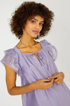 Current Air Sleeveless Tops | Short Sleeve Tops-Peekaboo Flutter Sleeve Top LAVENDER