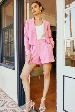 Current Air Shorts-Pintucked Shorts PINK