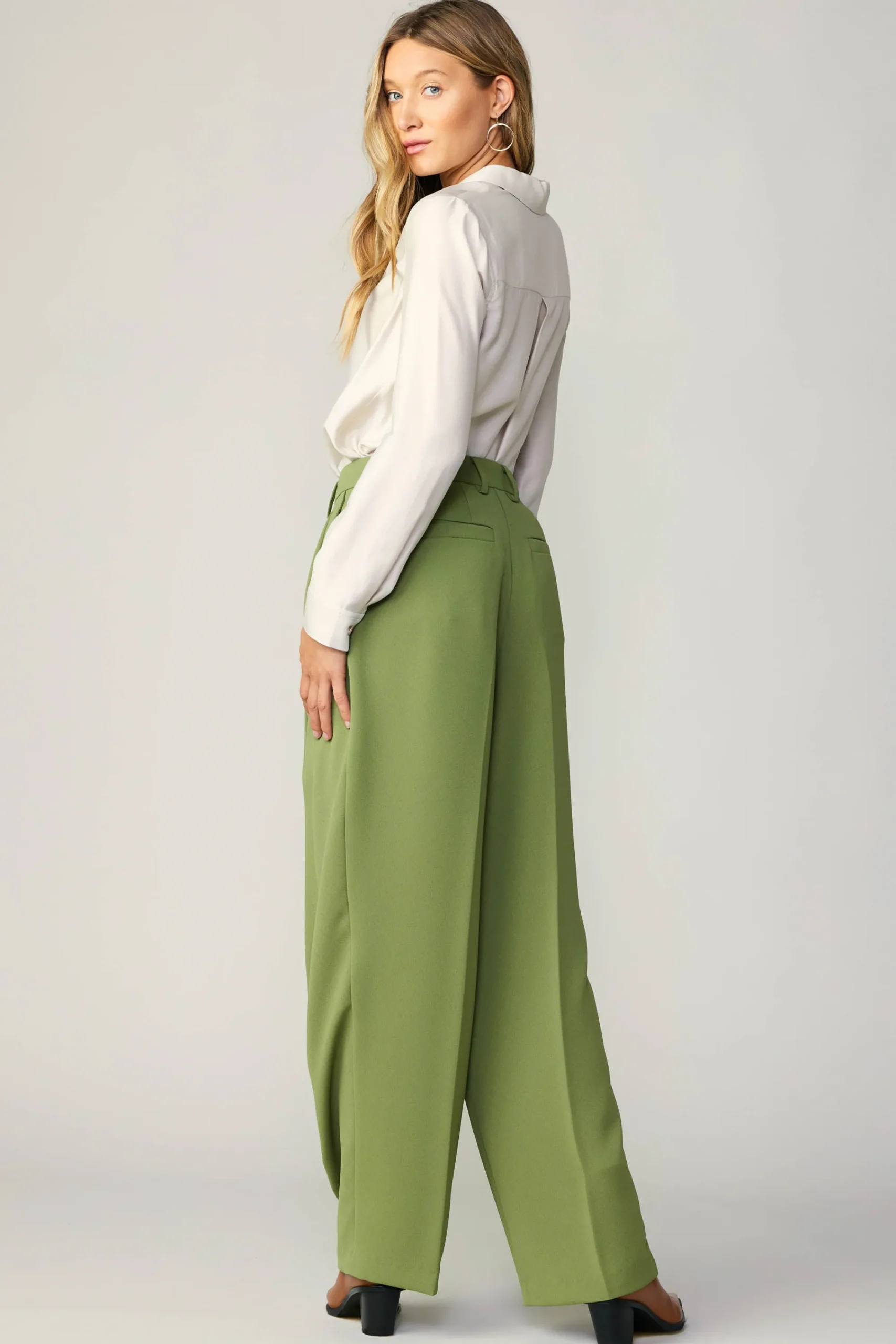 Current Air Pants-Pintucked Trousers OLIVE