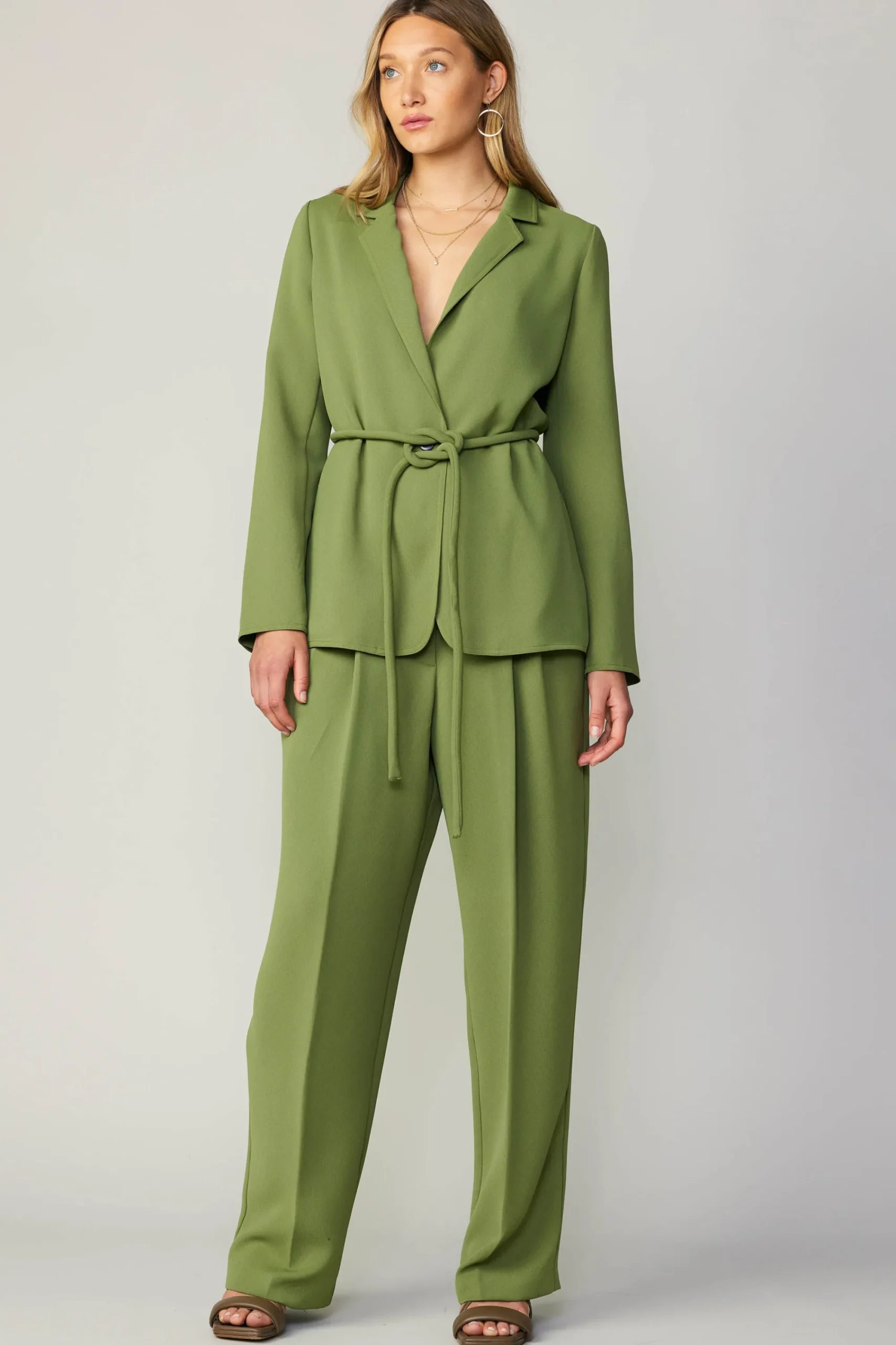 Current Air Pants-Pintucked Trousers OLIVE
